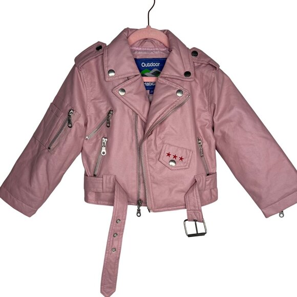 Outdoor Habitat Toddler Light Pink Moto Jacket Size 2T USA Embroidered Eagle - Picture 10 of 10